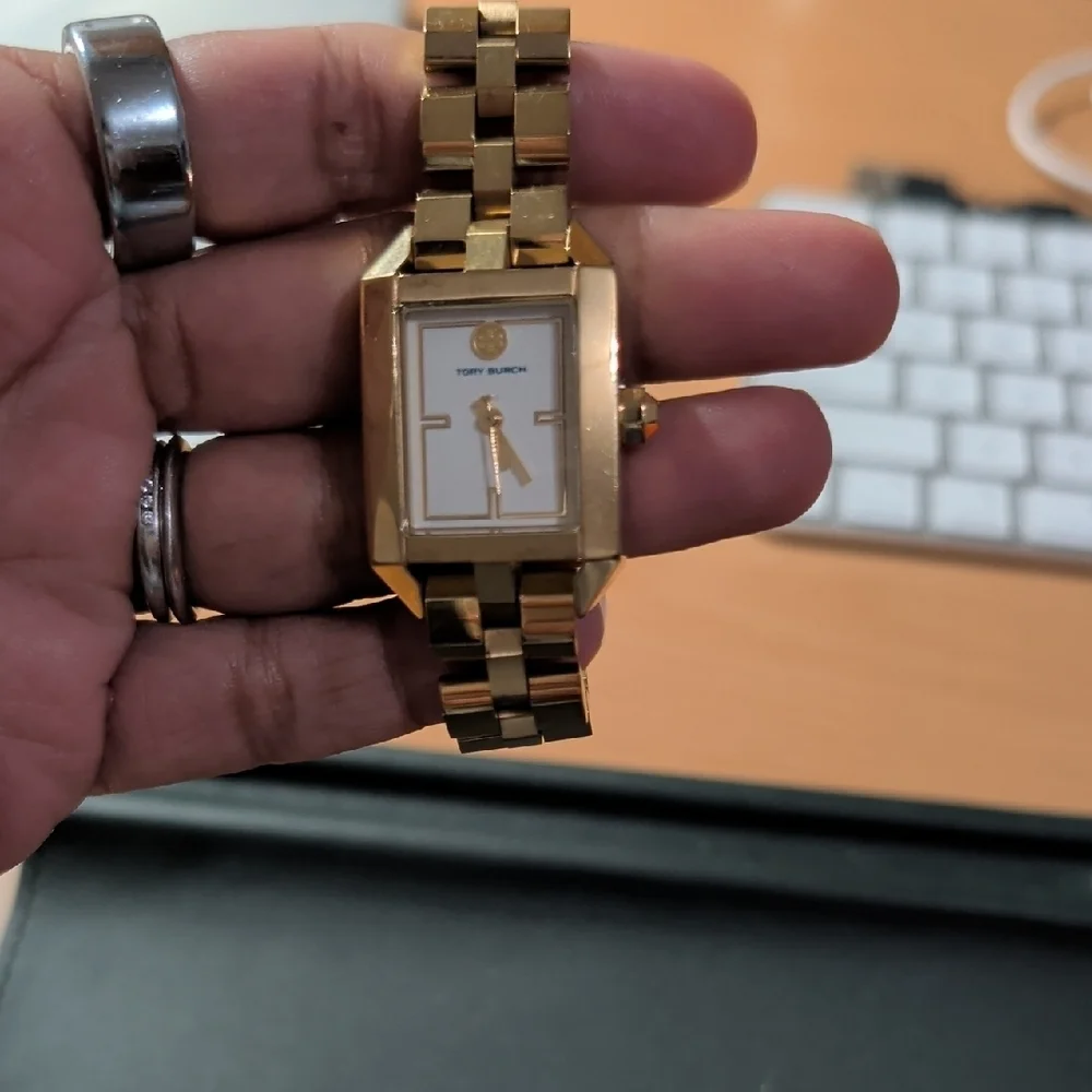 Tory Burch Gold Watch with White Dial